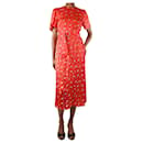 Vestido midi vermelho com estampa floral e cinto - tamanho S - Autre Marque