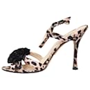 Beige animal print strappy sandal heels - size EU 39.5 - Manolo Blahnik