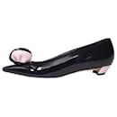 Zapatos negros de charol con adornos florales - talla UE 36 - Christian Dior