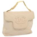CHANEL Matelasse COCO Mark Chain Hand Bag Lamb Skin Beige CC Auth yk10920 - Chanel