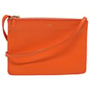 CELINE Trio Small Shoulder Bag Leather Orange Auth 67320 - Céline