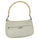GUCCI Bamboo Hand Bag Leather White Auth 66322 - Gucci