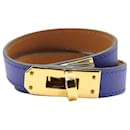 Bracelet Tour doublé Hermes Kelly en Bleu Saphir avec matériel doré - Hermès
