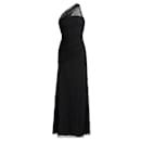 Roberto Cavalli One Shoulder Black Lace Gown Dress