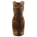 Dolce & Gabbana – Ärmelloses Kleid mit Leopardenmuster in Braun - Autre Marque