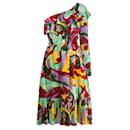 La linedJ Mehrfarbiges Boogie-Kleid aus Samt mit One-Shoulder-Träger und Meraviglia-Print  - Autre Marque