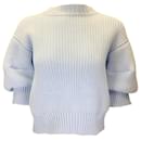 Sacai Light Blue Short Puff Sleeved Knit Pullover Sweater - Autre Marque
