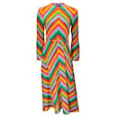 Valentino Multicolor Chevron Print Crepe De Chine Midi Dress - Autre Marque