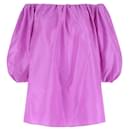 Valentino – Schulterfreies Oberteil aus gewaschenem Seidentaft in Violett - Autre Marque