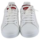 Dolce & Gabbana Rojo/Zapatillas blancas con cordones y aplicación del logo