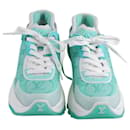 Louis Vuitton green/White Run 55 Lace Up Sneakers