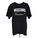 Moschino Couture – Übergroßes T-Shirt mit schwarzem Logo-Stickerei
