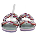 Valentino Slides Rockstud Torchon de corda tecida multicolorida