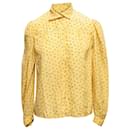 Blusa de seda estampada vintage amarela e preta Jan Vanvelden tamanho US S/M - Autre Marque