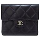 Black Chanel CC Lambskin Trifold Flap Wallet