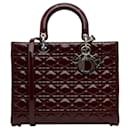 Red Dior Large Cannage Patent Lady Dior Satchel