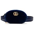 Blue Gucci Velvet GG Marmont Matelasse Belt Bag