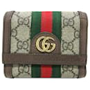 Braune kleine Geldbörse Gucci GG Supreme Ophidia