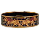 Bracelet de costume large en émail marron Hermes Babylon Lions - Hermès