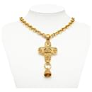 Gold Chanel Cross Pendant Necklace