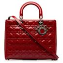 Red Dior Large Patent Cannage Lady Dior Satchel