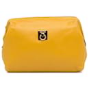 Yellow Celine Leather Cosmetic Pouch - Céline