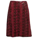 Red & Black Oscar de la Renta Faux Snakeskin Skirt Size US L