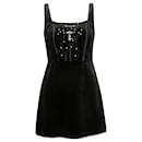 Mini vestido preto LoveShackFancy com laço de veludo tamanho EUA 6