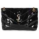 Saint Laurent Black Quilted Patent Small Lou Puffer Chain Bag