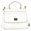 Dolce & Gabbana Mini Sicily Top-Handle Bag in White Leather