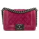 Bolso rosa pequeño de terciopelo con solapa Chanel para niño