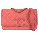 Chanel Pink Medium Caviar CC Filigree Flap