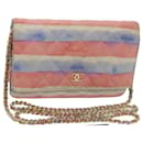 CHANEL Chain Shoulder Bag Leather Blue Red CC Auth 67372A - Chanel