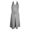 CHLOÉ Blue & White Striped Cropped Dungarees - Chloé