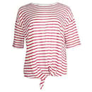 Loro Piana Red and White Striped Linen Blouse