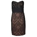 Marchesa Notte Black Lace Overlay Midi Dress with Beading Detail - Autre Marque
