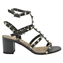 Valentino Grey Rockstud calf leather Ankle Strap 60mm sandals