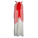Vestido plisado rojo y blanco de Fendi