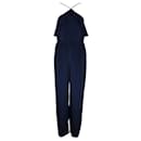 Contemporary Designer Navy Blue Silk Halter Neck Jumpsuit - Autre Marque