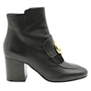 Chloe Black Ankle Boots with Gold-Tone Front Logo - Chloé