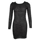 Isabel Marant Black Angora Midi Dress with Silver Thread Stripes