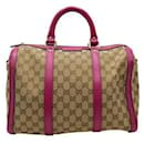 Gucci Brown & Pink Monogrammed Canvas Medium Joy Boston Bag