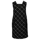 Contemporary Designer Black Checked Dress With Lambskin Details - Autre Marque