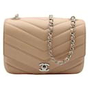 Chanel Nude Chevron Flap Bag with Silver Hardware