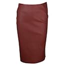 Diane Von Furstenberg Brown/ Brick Color Leather Pencil Skirt