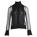 Versace Camisa preta transparente com bainha crua
