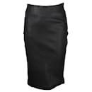 Diane Von Furstenberg Black Leather Pencil Skirt