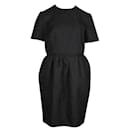 Balenciaga Black Textured Dress with a Flared Skirt