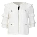 Contemporary Designer White Tweed Cropped Jacket - Autre Marque