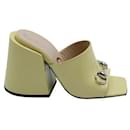 Gucci Pastel Yellow Patent Leather Horsebit-Detailed Mules